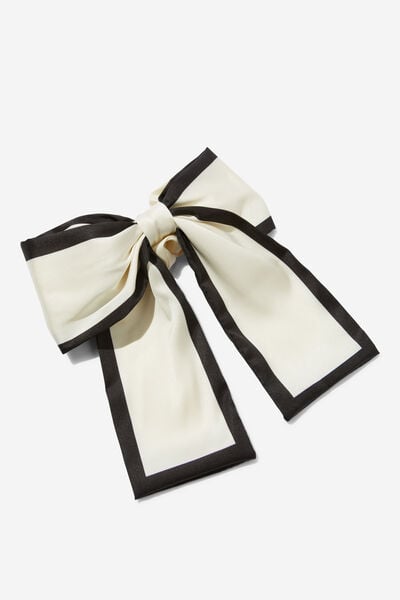 Scarf Bow Scrunchie, ECRU/BLACK BOW