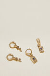 2Pk Mid Earring, GOLD PLATED SODALITE TAG & STAR - alternate image 1