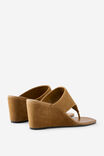 Bobbie Flip Flop Wedge, DARK TAN FAUX SUEDE - example image 3