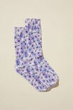 Printed Crew Sock, PRESSED FLOWERS YARDAGE/BLUE - alternate image 1