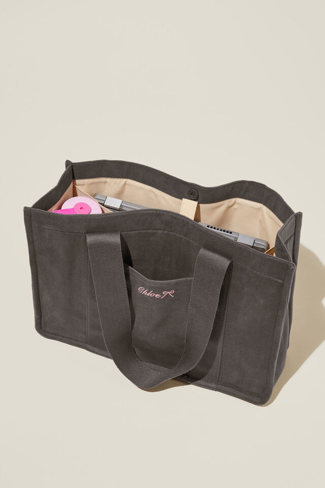 The Personalised Stand By Tote, WASHED CHARCOAL