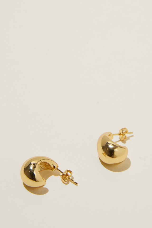 Small Charm Earring, GOLD PLATED TEAR DROP STUD
