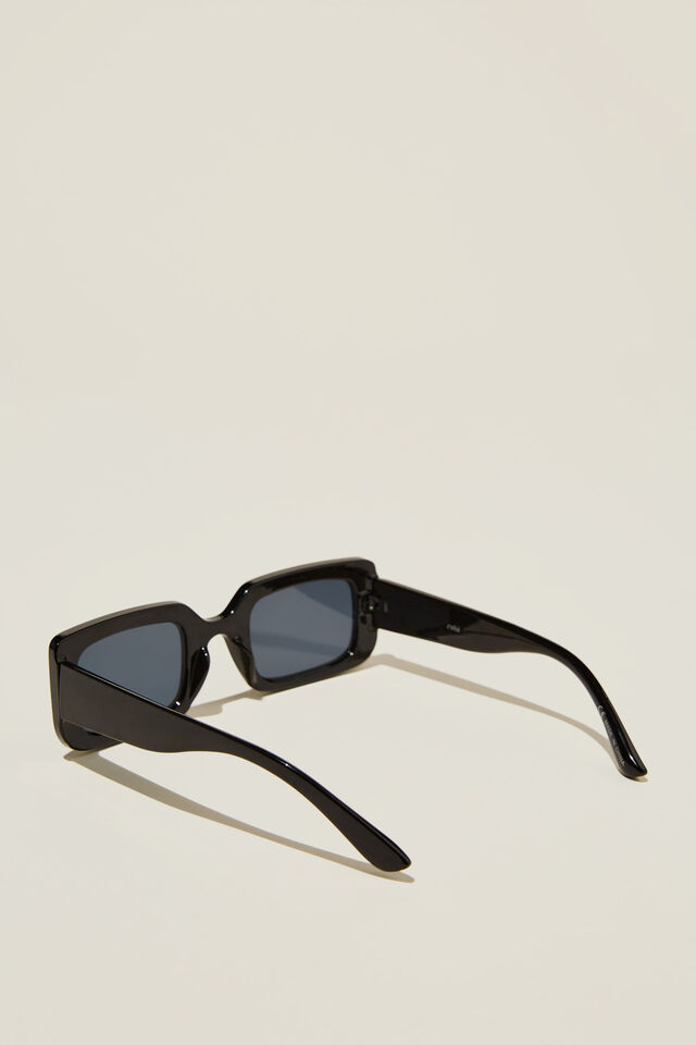 Heidi Rectangle Sunglasses, BLACK