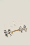 Mid Charm Earring, SILVER PLATED BOW - alternate image 2