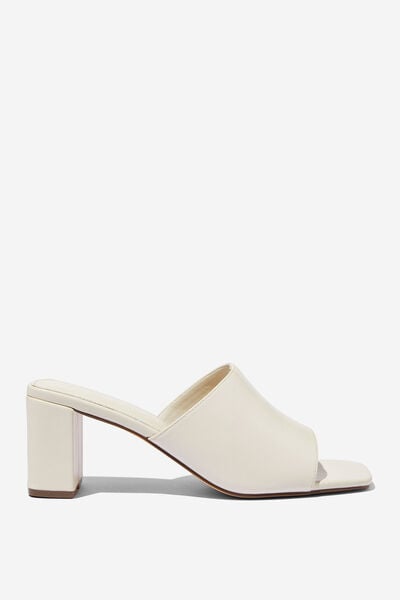 Eden Block Heel Mule, ECRU SMOOTH