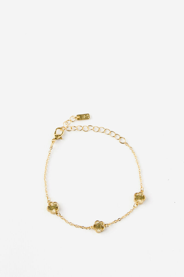 Premium Plated Single Bracelet, GOLD DAISY