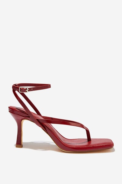 Edie Strappy Stiletto Heel, DEEP RED GLOSS