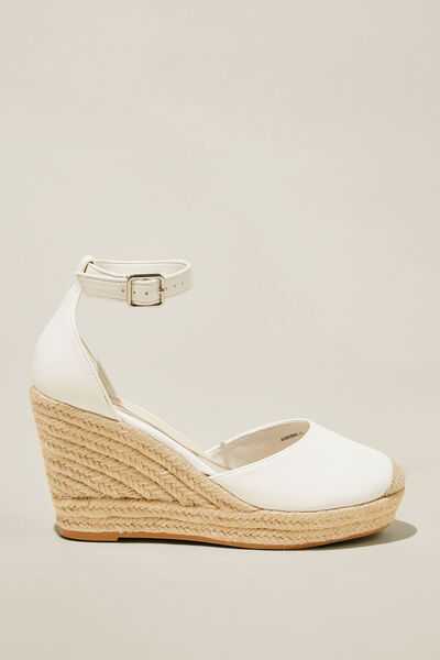 Chris Closed Toe Espadrille Heel, WHITE VEGAN LEATHER