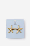 Waterproof Mid Charm Earring, GOLD STARFISH - example image 2