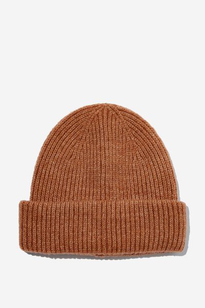 Racquel Ribbed Beanie, BRONZED BROWN
