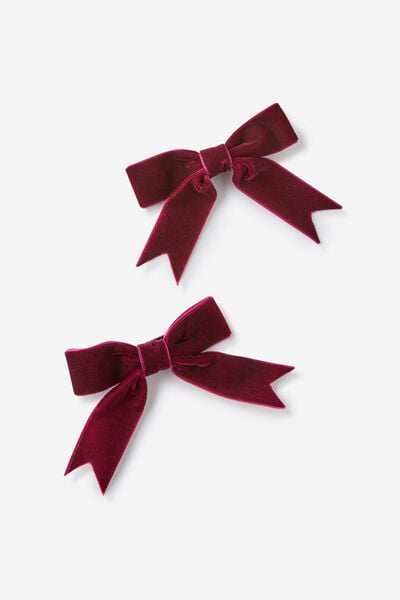 Sophia Mini Hair Bow Pack, BERRY VELVET