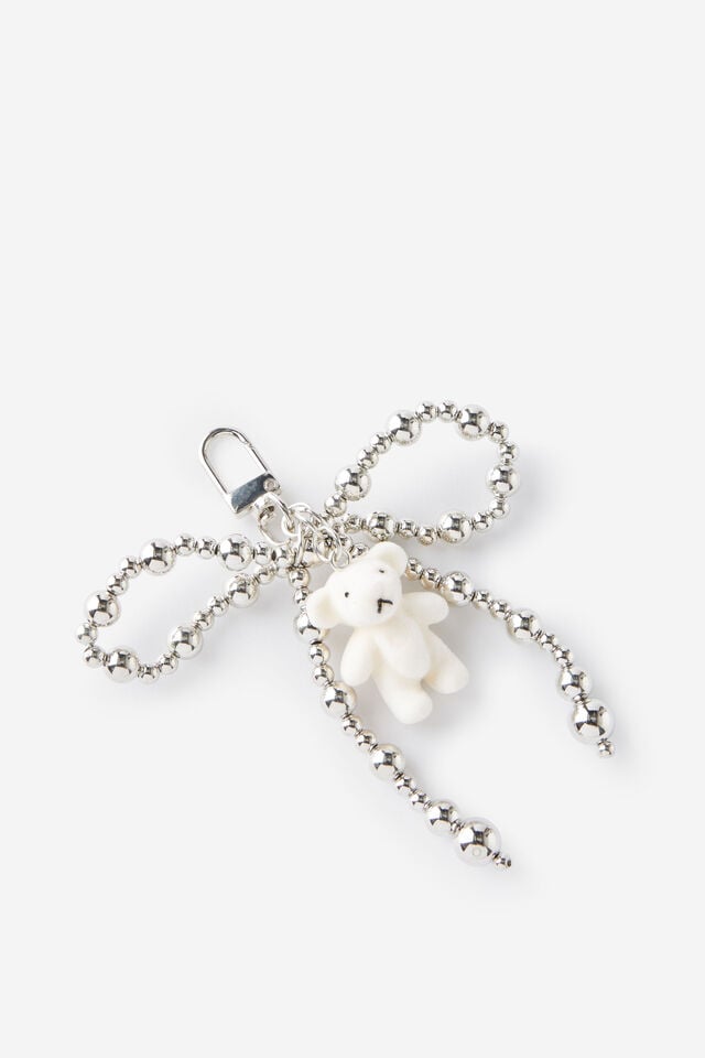 Bag Charm, SILVER BOW TEDDY