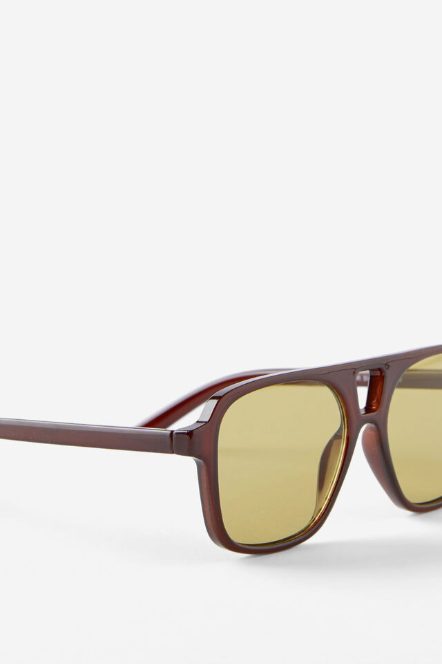 Peyton Aviator Sunglasses, BROWN/GREEN