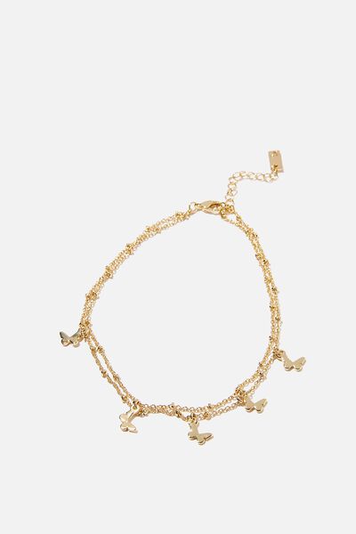Premium Anklet Gold Plated, GOLD PLATED BUTTERFLIES