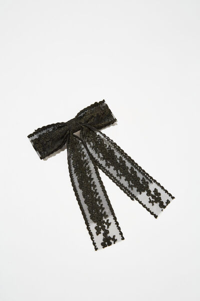 Tilly Hair Bow, BLACK LACE