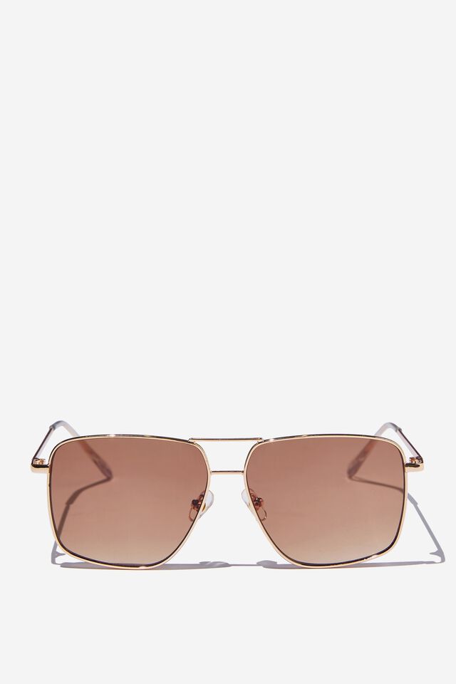 Fae Square Aviator Sunglasses, GOLD/HONEY