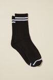 Meias - Club House Crew Sock, BLACK/WHITE STRIPE - vista alternativa 1