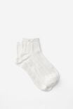 Frill Pointelle Ankle Sock, WHITE - alternate image 1