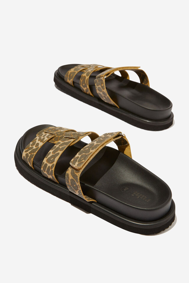 Elidy Multi Strap Slide, WASHED LEOPARD