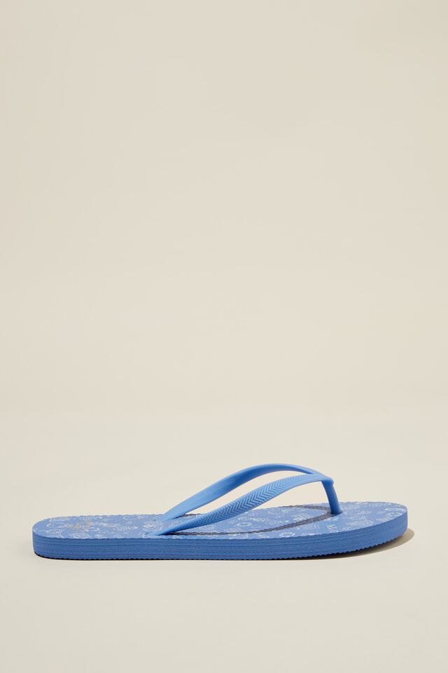 The Rubi Flip Flop, LCN SAN HELLO KITTY YARDAGE BLUE CHALK