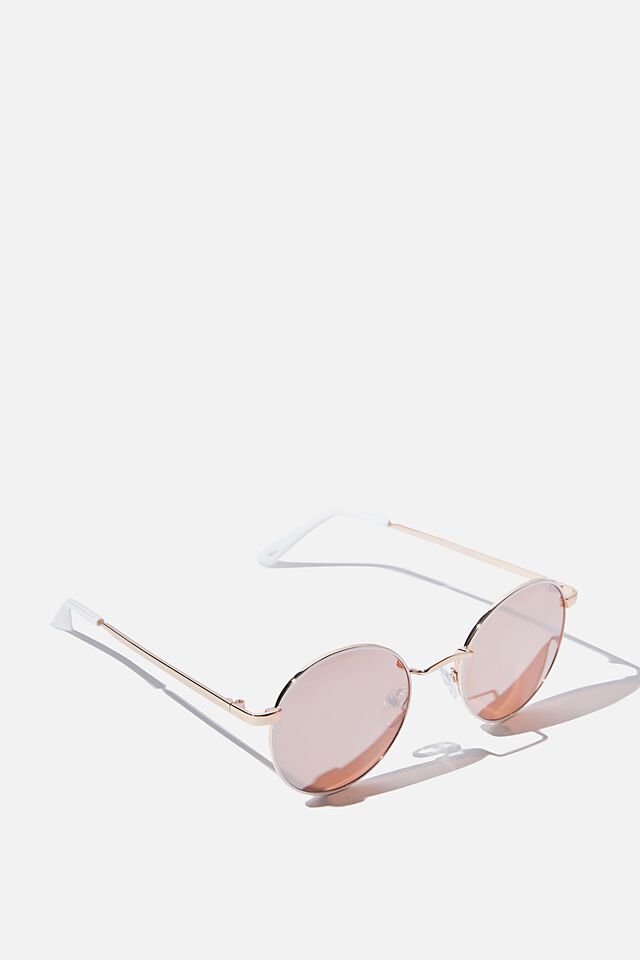 Emmi Metal Frame Sunglasses, ROSE GOLD WHITE
