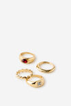 Multipack Rings, GOLD HEIRLOOM RED STONE - example image 1