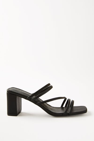 Eden Strappy Block Heel Mule, BLACK SMOOTH