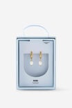 Waterproof Gifting Earrings - Freshwater Pearl, GOLD FRESHWATER PEARL HUGGIE HOOP - example image 1