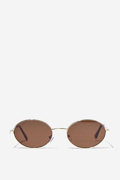 Lisa Metal Sunglasses, BROWN/GOLD