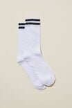 Sporty Femme Sports Sock, WHITE/BLACK STRIPE HEARTS - alternate image 1