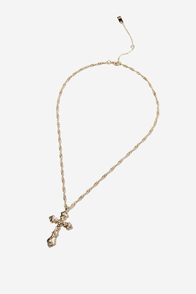 Premium Luxe Pendant Necklace, GOLD PLATED GOTHIC CROSS