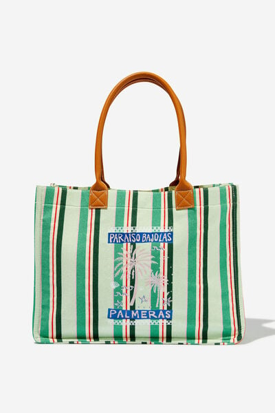 The Stand By Tote, PALMERAS/GREEN STRIPE