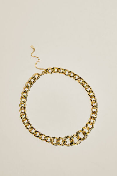 Mid Chain Necklace, GOLD PLATED CHUNKY CURB CHAIN