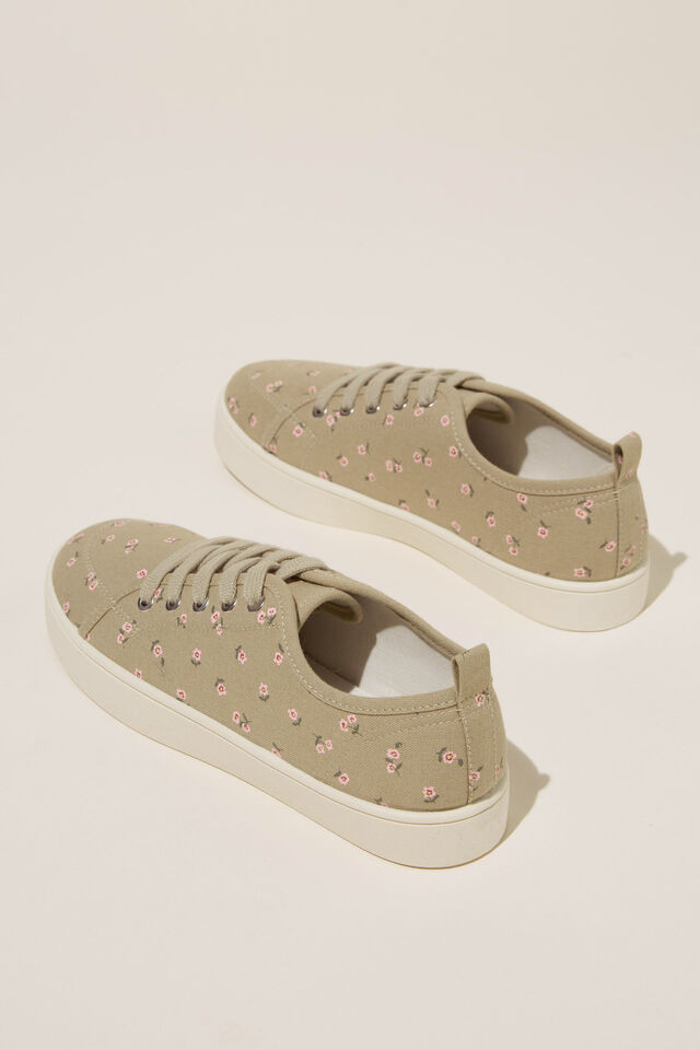 Saylor Lace Up Plimsoll, SAGE DITSY FLORAL