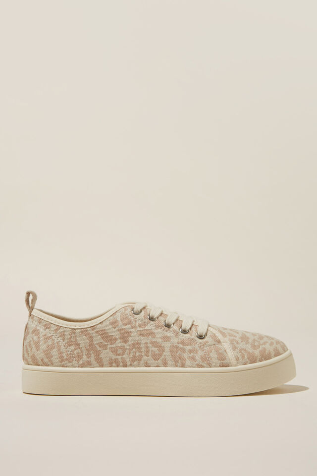 Saylor Lace Up Plimsoll, WASHED LEOPARD