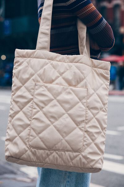 Textured Pocket Tote Bag, BUTTER QUILTED