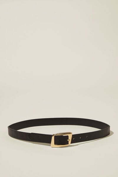Angular Buckle Belt, BLACK/GOLD