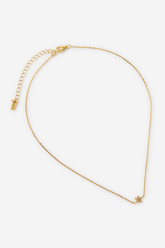 Premium Plated Pendant Necklace, GOLD PETITE STARFISH