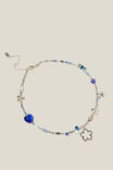 Beaded Necklace, SILVER PLATED GLASS ECLECTIC BLUE - alternate image 1