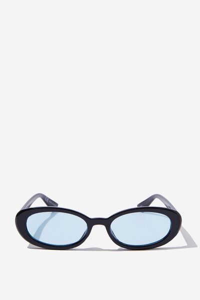 Ophelia Oval Sunglasses, BLACK/BLUE