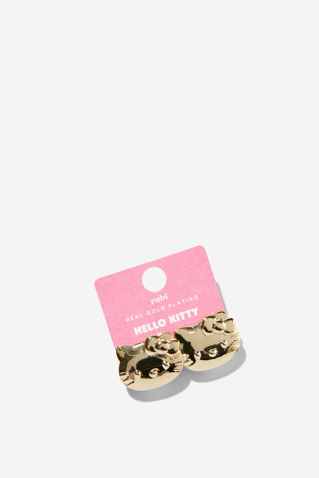 Mid Charm Earring, LCN SAN GOLD PLATED HELLO KITTY FACE