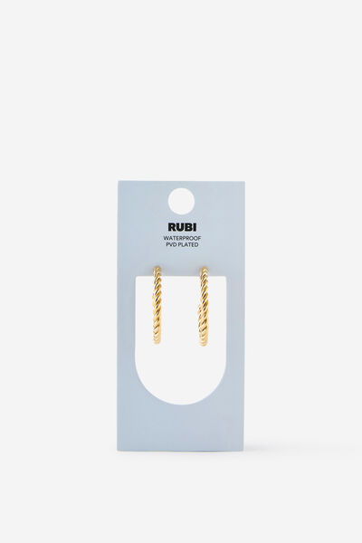 Waterproof Large Hoop Earring, GOLD FINE ROPE