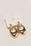 Mid Charm Earring, GOLD PLATED OVAL DROP - alternate image 3