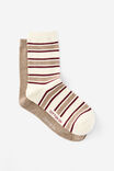 2Pk Stripe Crew Sock, PEARL STRIPE/WASHED MOCHA - example image 1