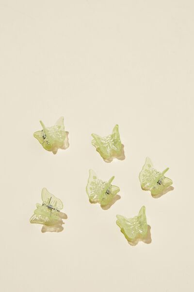 6Pk Mini Butterfly Claws, SUPER GREEN