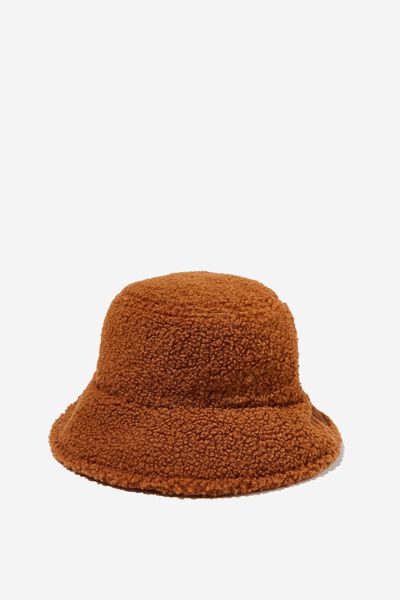Bianca Textured Bucket Hat, TAN SHERPA