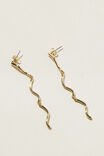 Mid Charm Earring, GOLD PLATED WAVY LINKS - alternate image 2
