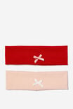 2Pk Soft Headband, PINK/RED WITH BOW - alternate image 1