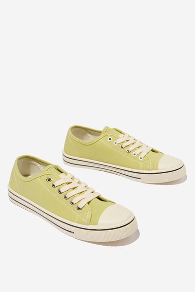 Harlow Lace Up Plimsoll, PISTACHIO GREEN