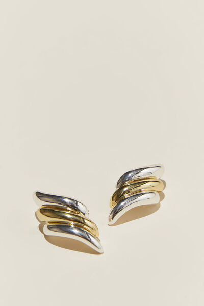 Brinco - Mid Charm Earring, GOLD & SILVER PLATED WAVE